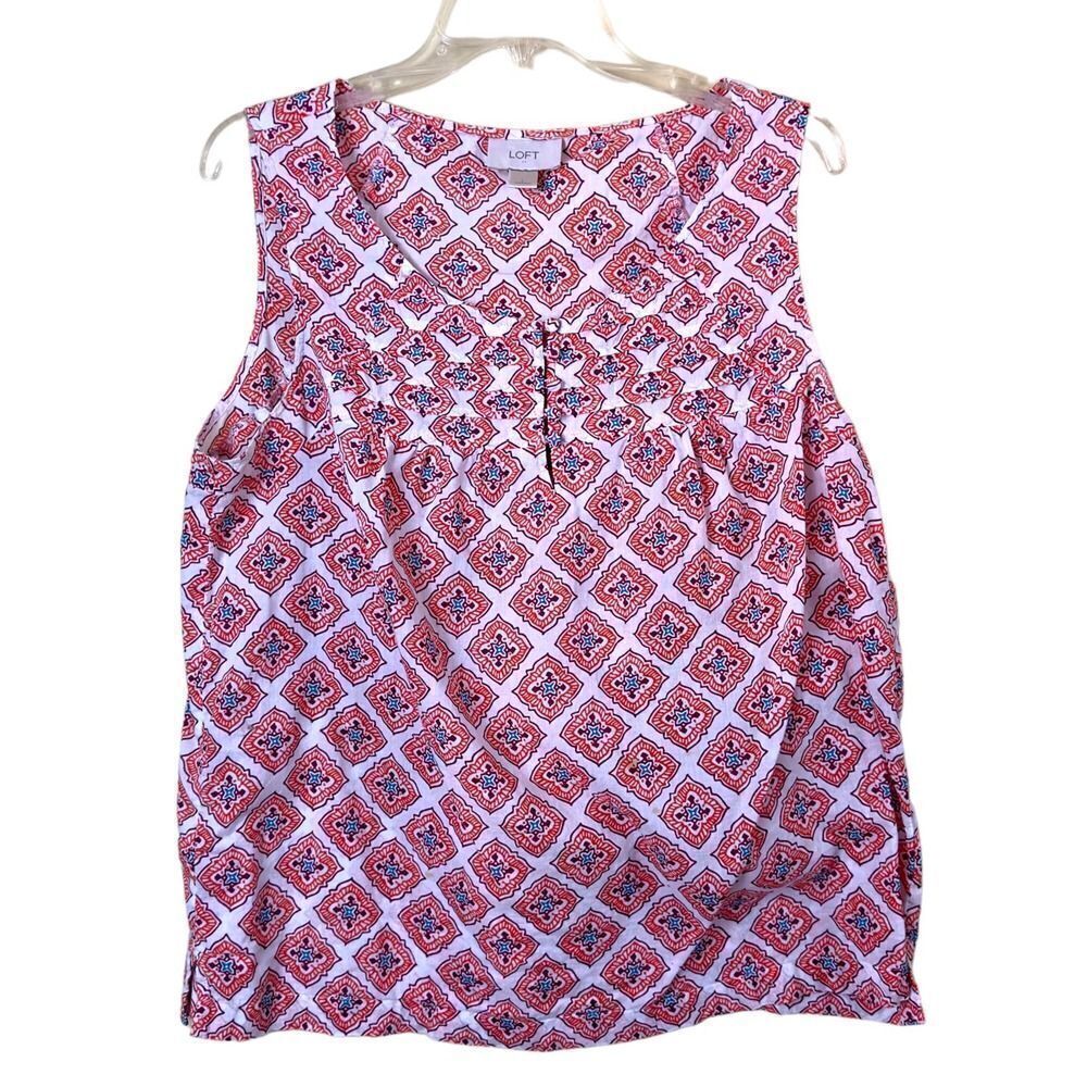 Loft Cotton Babydoll Sleeveless Blouse Size Large